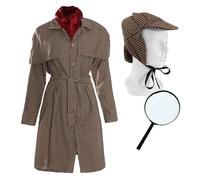 I LOVE FANCY DRESS Disfraz de detective y lupa para mujer, sombrero marrón con abrigo a juego, bufanda roja y lupa, perfecto para el Día Mundial del Libro
