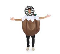 I LOVE FANCY DRESS Disfraz de diana de Navidad para adultos, tabardo de pudín marrón y blanco y sombrero de diana novedoso con capucha, disfraz unisex para deportes de Navidad para hombre y mujer