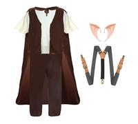 I LOVE FANCY DRESS Disfraz de hombre mítico para adultos, estándar, capa marrón, parte superior blanca con chaleco marrón, pantalones marrones, orejas míticas de plástico y tirantes de tweed, perfecto