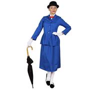 I LOVE FANCY DRESS Disfraz DE NIÑERA Victoriana para Mujer + BOMBÍN TV PELÍCULA Personaje Libro Semana Chaqueta Azul con Cuello Blanco Adjunto Y Pajarita ROJA Y Falda Larga Azul (PEQUEÑA)