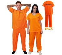 I LOVE FANCY DRESS Disfraz DE Prisionero HUIDO Naranja Unisex para Adulto - Disfraz DE CONVICTO, Prisionero, Recluso, TOMBOS Y Ladrones - Top Y PANTALÓN Naranja (Grande)