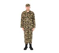 I LOVE FANCY DRESS DISFRAZ DE SOLDADO DEL EJÉRCITO PARA ADULTOS - CHAQUETA VERDE CON DISEÑO DE CAMUFLAJE + PANTALÓN Y GORRO A JUEGO - PERFECTO PARA FIESTAS DE DISFRACES - TALLA: X-GRANDE