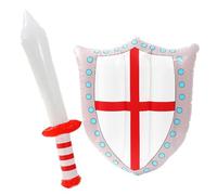 I LOVE FANCY DRESS Espada y escudo inflable de la bandera de Inglaterra, paquete de 1, espada y escudo inflables con diseño de cruz de San Jorge, accesorio de fútbol y rugby para aficionados al