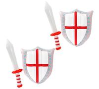 I LOVE FANCY DRESS Espada y escudo inflable de la bandera de Inglaterra, paquete de 2, espada y escudo inflables con diseño de cruz de San Jorge, accesorio de fútbol y rugby para aficionados al