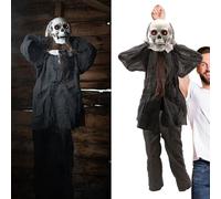 I LOVE FANCY DRESS Esqueleto animatronic de 110 cm, decoración de Halloween, ojos rojos con luz y efectos de sonido, elimina la cabeza, accesorios de Halloween, paquete de 1