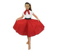 I LOVE FANCY DRESS FALDA CORTA Y PAÑUELO PARA EL CUELLO ROJA CON PUNTOS NEGROS PARA NIÑA DISFRAZ DE NIÑA CON DESEÑO DE PUNTOS ESTILO AÑOS 50 ROCK N ROLL PERFECTO PARA FIESTAS TEMATICAS O EL VERANO