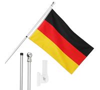 I LOVE FANCY DRESS Juego de bandera, mástil y soporte de pared, bandera de Alemania de 5 x 3 pies con ojales, poste extensible y soporte, decoración para interiores y exteriores