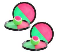 I LOVE FANCY DRESS Juego de bolas de atrapar, 2 juegos, 2 manoplas de gancho y bucle verdes y rosas y bola a juego, divertido juego de verano para jardín y playa