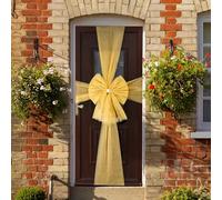 I LOVE FANCY DRESS Lazo de puerta de Navidad, decoración dorada grande con detalles de diamantes, decoración de Navidad, boda, celebración, baby shower, decoración de casa al aire libre para temporada