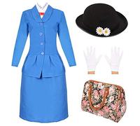 I LOVE FANCY DRESS LTD - Disfraz de niñera victoriana mágica para mujer (disfraz + sombrero + guantes + bolsa, talla XS)