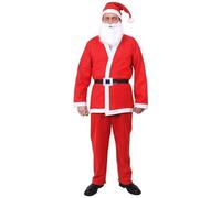 I LOVE FANCY DRESS LTD Disfraz de Papá Noel, diseño de Papá Noel, color rojo y pantalón de Santa + cinturón negro + sombrero rojo de Santa + barba elástica (XXXL)