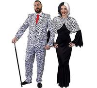 I LOVE FANCY DRESS PAREJAS DÁLMATA DISFRACES DE HALLOWEEN PARA ÉL & ELLA. TRAJE DÁLMATA PARA HOMBRE + MUJER MALVADA DEL PERRO DISFRAZ. HOMBRES: X-GRANDES | MUJERES: GRANDES