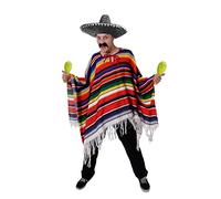 I LOVE FANCY DRESS Poncho Mexicano MULTICOLORIDO para Adultos con Sombrero Negro Y Maracas Amarillas