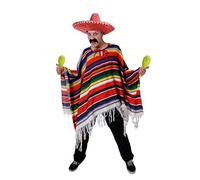 I LOVE FANCY DRESS Poncho Mexicano MULTICOLORIDO para Adultos con Sombrero Rojo Y Maracas Amarillas