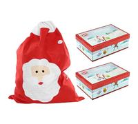I LOVE FANCY DRESS Saco grande de Papá Noel de Navidad y 2 cajas de Nochebuena, saco grande de fieltro y 2 cajas de regalo, juego de regalo de vacaciones de temporada festiva