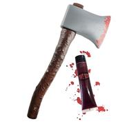 I LOVE FANCY DRESS Sangriento Hacha con Marrón Mango Sangre Falsa Accesorio de Disfraz - Halloween Set - 41cm Largo Plástico Madera ASA Artificial para Y Película