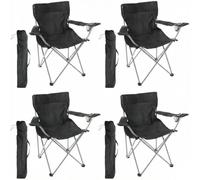 I LOVE FANCY DRESS Sillas de camping plegables negras con portavasos, paquete de 4, sillas ligeras para exteriores con bolsa de transporte para pesca, festivales, viajes de camping, picnics y