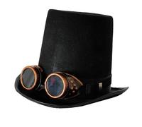 I LOVE FANCY DRESS Sombrero DE Tubo DE Estufa Victoriano Negro Steampunk con ANTEOJOS DE Bronce - Accesorio DE Disfraz Steampunk
