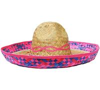 I LOVE FANCY DRESS Sombreros Mexicanos DE Paja con PADRON Rosa Y Azul para Adultos Fiestas TEMATICAS (100 Unidades)