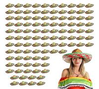 I LOVE FANCY DRESS SOMBREROS MEXICANOS DE PAJA CON PADRON VERDE Y ROJO PARA ADULTOS PERFECTO PARA FIESTAS TEMATICAS (100 UNIDADES)