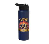 I Love Firemen Héroes Valientes Fuego Stainless Steel Insulated Water Bottle