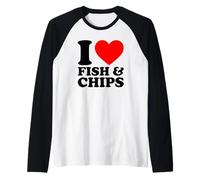 I Love Fish and Chips Camiseta Manga Raglan