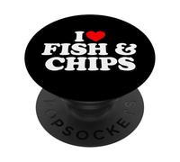 I Love Fish and Chips, I Heart Fish and Chips PopSockets PopGrip Adhesivo