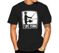I Love Fishing! Angler Fisherman Carp Coarse Fly T-Shirt Black XL
