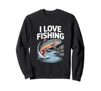 I Love Fishing Vibrante Trucha Escena Sudadera