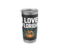 I Love Florida Happy Orange Con Gafas De Sol Vaso térmico de acero inoxidable de doble pared