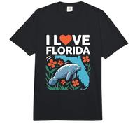 I Love Florida Manatí Mapa Flores Comfort Colors Adult Heavyweight T-Shirt