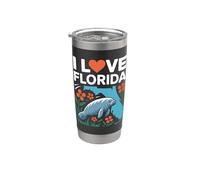I Love Florida Manatí Mapa Flores Vaso térmico de acero inoxidable de doble pared
