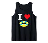 I Love Flotadores de piscina Balsa Fiesta de verano Océano Agua Diversión Relax Camiseta sin Mangas