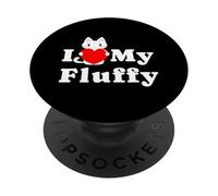 I Love Fluffy Cat Dueño Mascota Gatito Amante PopSockets PopGrip Adhesivo