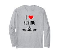 I Love Flying I Heart Flying Aviación Aviación Amante Manga Larga
