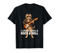 I Love Foldies Rock & Roll Scottish Fold Cat Tocando la Guitarra Camiseta
