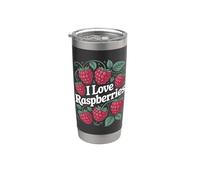 I Love Frambuesas Fruta Pasión Jardín Delight Vaso térmico de acero inoxidable de doble pared