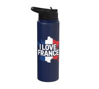 I Love France - Mapa francés Orgullo patriótico Stainless Steel Insulated Water Bottle