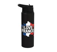 I Love France - Mapa francés Orgullo patriótico Stainless Steel Insulated Water Bottle
