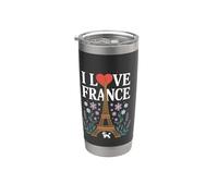 I Love France Torre Eiffel Caniche Vaso térmico de acero inoxidable de doble pared