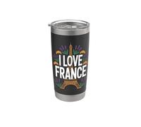 I Love France Torre Eiffel Lavanda Vaso térmico de acero inoxidable de doble pared