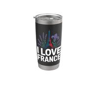 I Love France Torre Eiffel Lavanda Vaso térmico de acero inoxidable de doble pared