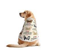 I Love French Bulldog - Ropa divertida para perros con estampado de bulldog francés, chaleco lavable a máquina para perros medianos y grandes