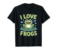 I Love Frogs Happy Anfibian Fan Art Camiseta gráfica económica, Hombre, Negro, M
