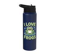 I Love Frogs Happy Anfibian Fan Art Stainless Steel Insulated Water Bottle