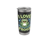 I Love Frogs Happy Anfibian Fan Art Vaso térmico de acero inoxidable de doble pared