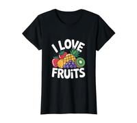 I Love Fruits Fresa Fresa Tropical Kiwi Camiseta gráfica económica, Mujer, Negro, M