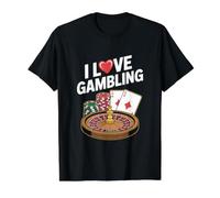 I Love Gambling Casino Fichas Tarjetas Ruleta Camiseta gráfica económica, Hombre, Negro, XL