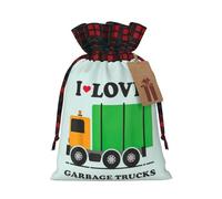 I Love Garbage Trucks - Bolsa de Navidad de 4.7 x 6.9 pulgadas, cierre de cordón, para Navidad, aniversarios, cumpleaños, sostiene regalos