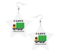 I Love Garbage Trucks - Pendientes de fiesta para mujer, aretes colgantes de estrella brillante, joyería de gota de moda para salir por la noche, One Size, Cuero